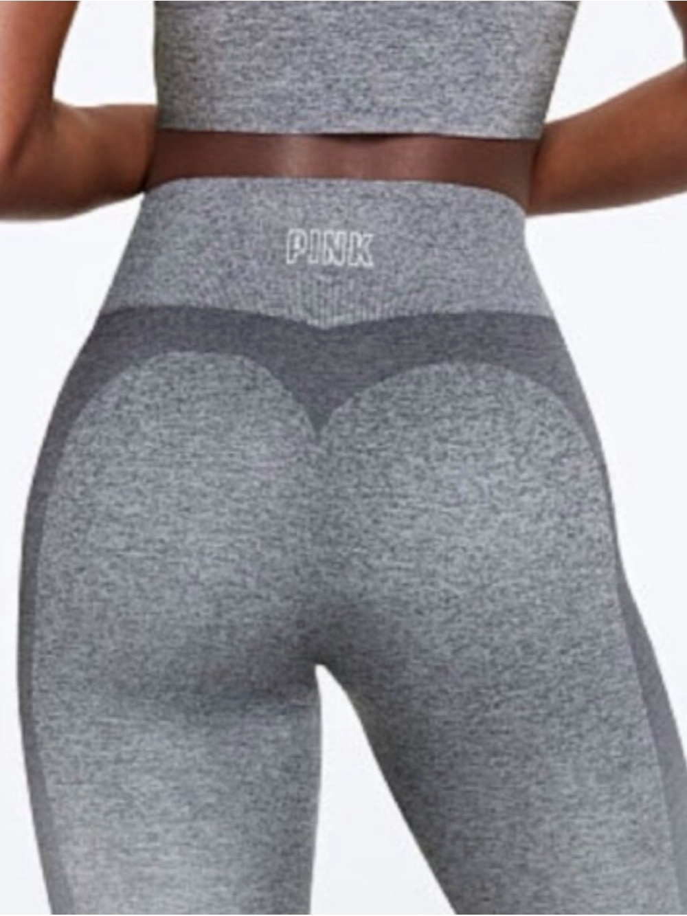 PINK Victoria's Secret Heathered Gray & Dark Gray Seamless Leggings